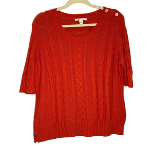 Banana Republic Orange Crew Neck Sweater Cable-Knit soft lightweight XL